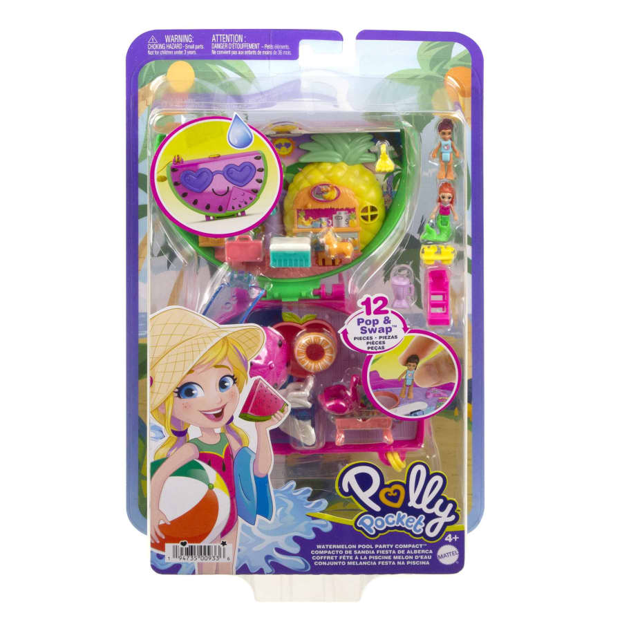 Polly Pocket Watermelon Pool Party Compact Playset With 2 Dolls & 12 Accessories Polly Pocket Watermelon Pool Party Compact Playset With 2 Dolls & 12 Accessories