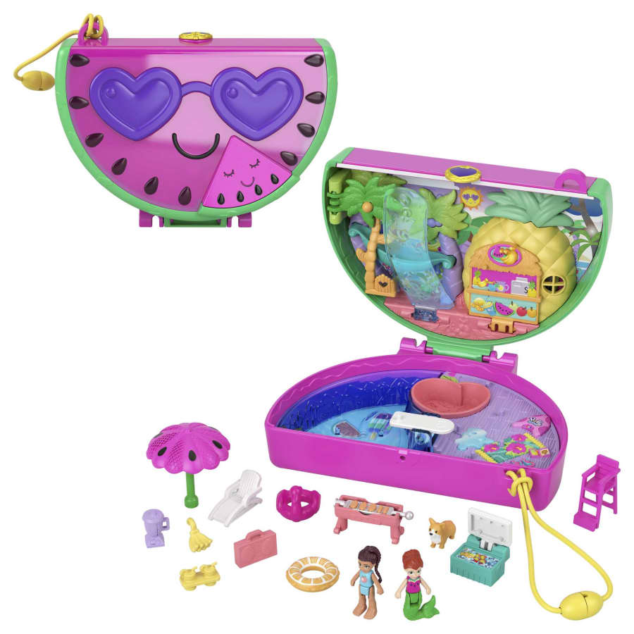 Polly Pocket Watermelon Pool Party Compact Playset With 2 Dolls & 12 Accessories Polly Pocket Watermelon Pool Party Compact Playset With 2 Dolls & 12 Accessories