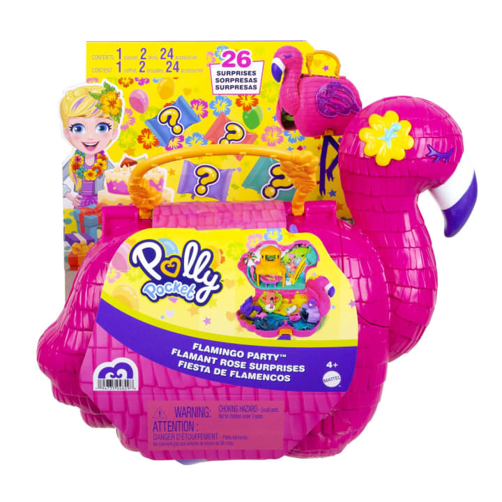 Polly Pocket Mini Toys, Compact Playset And 2 Dolls, Flamingo Party Polly Pocket Mini Toys, Compact Playset And 2 Dolls, Flamingo Party