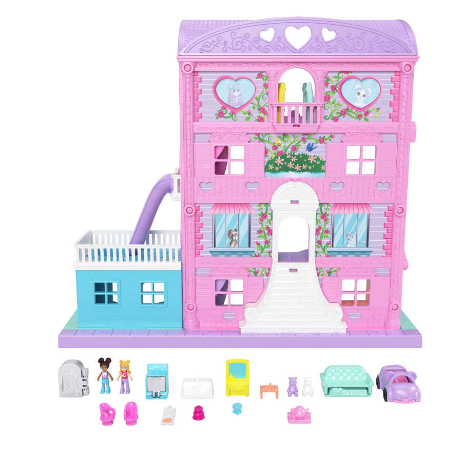 Polly Pocket Pajama Party Sleepover Adventure House, 4 Floors, 15+ Pieces Polly Pocket Pajama Party Sleepover Adventure House, 4 Floors, 15+ Pieces