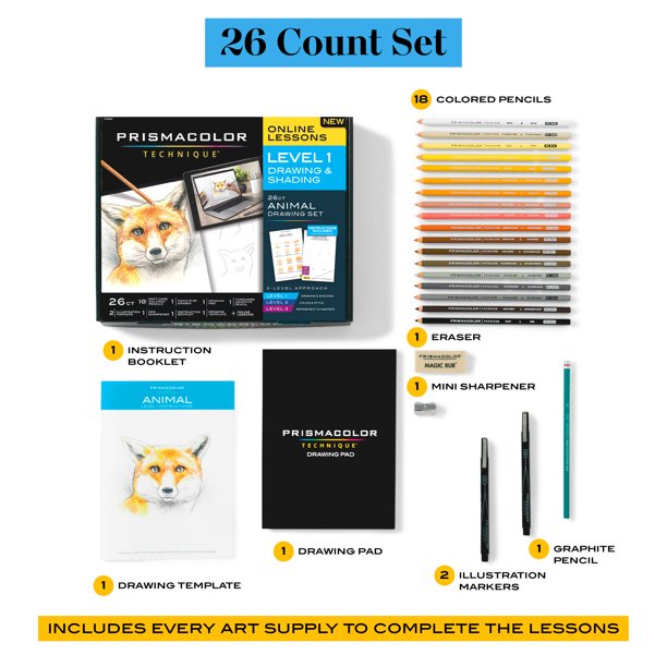 Technique Fox Drawing Art Set, Digital Lessons, Level 1 Technique Fox Drawing Art Set, Digital Lessons, Level 1