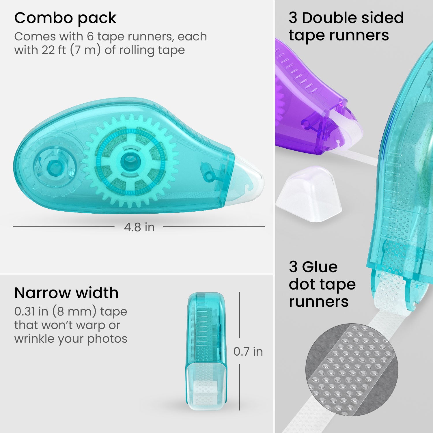 Tape Runner, Glue Dot & Double Sided - Set of 6 Tape Runner, Glue Dot & Double Sided - Set of 6