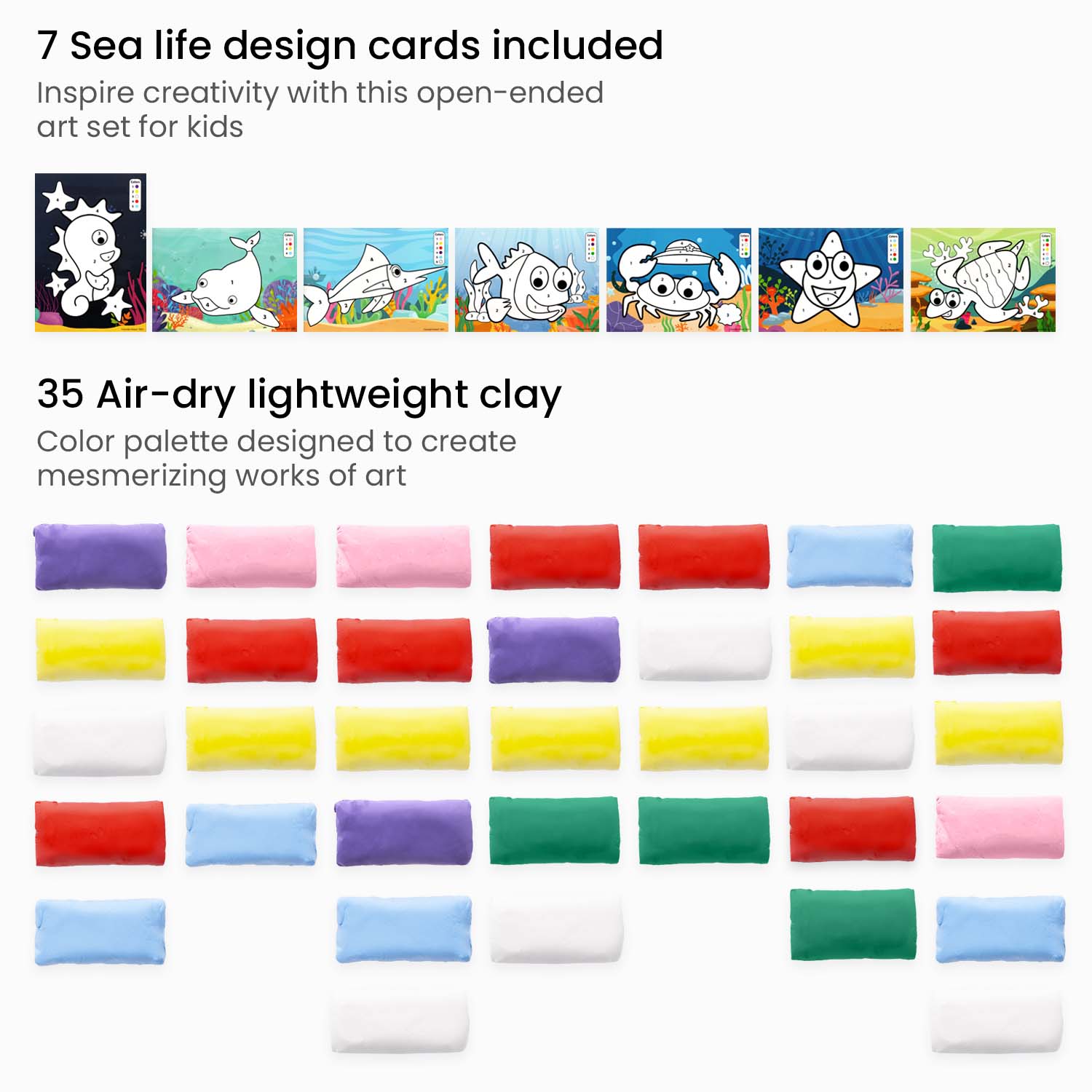 Kids Clay By Numbers Kit, Sea Life Kids Clay By Numbers Kit, Sea Life