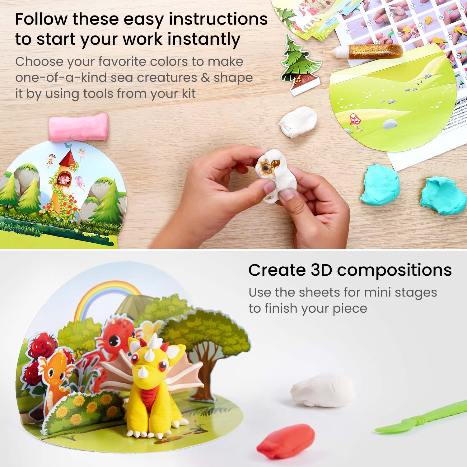 Kids Clay Stage Set, Magical Creatures Kids Clay Stage Set, Magical Creatures