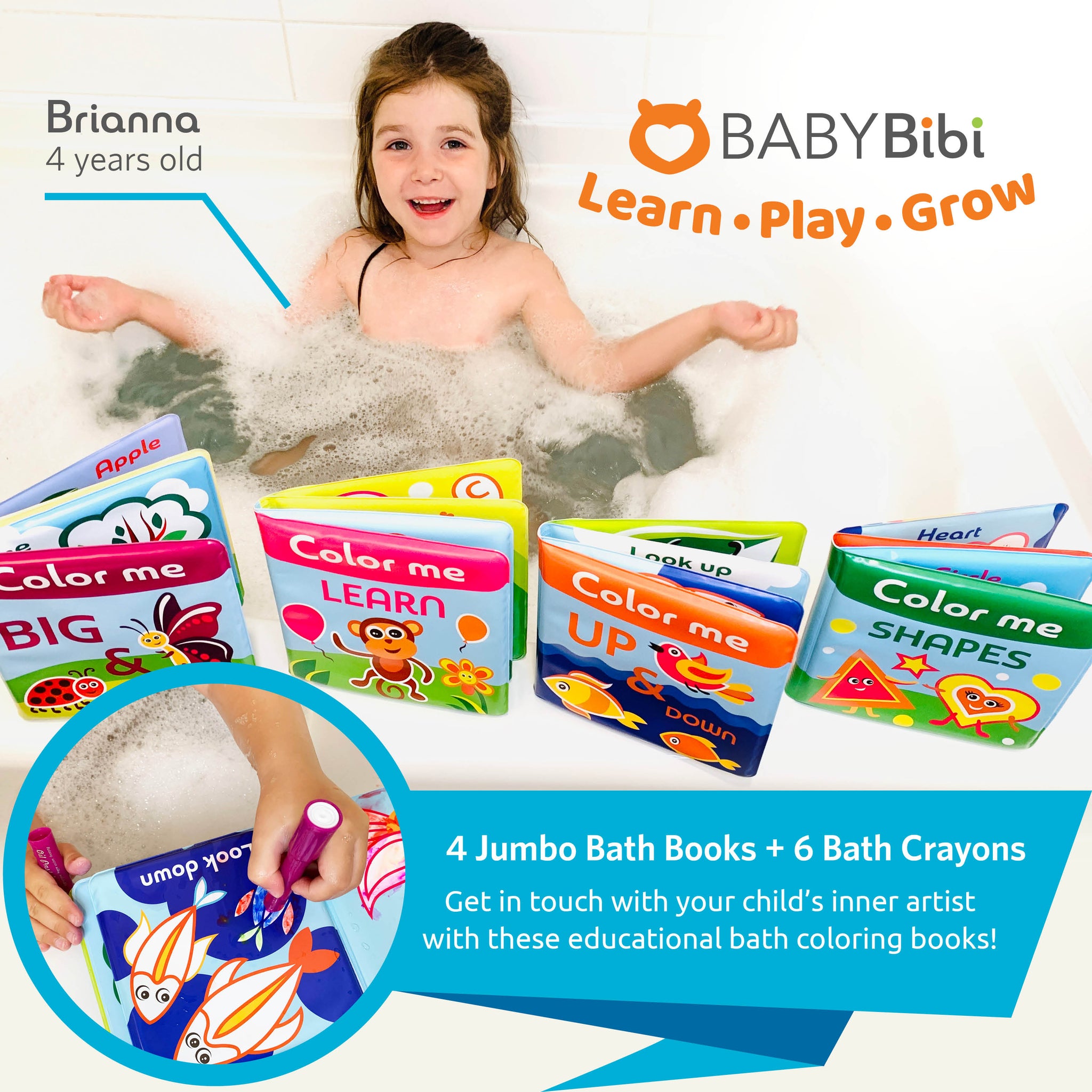BabyBibi Color Me Bath Books + Crayons BabyBibi Color Me Bath Books + Crayons