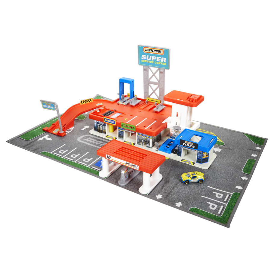 Matchbox Super Service Center Playset With 1 Die-Cast Car T For Kids 3 Years Old & Up