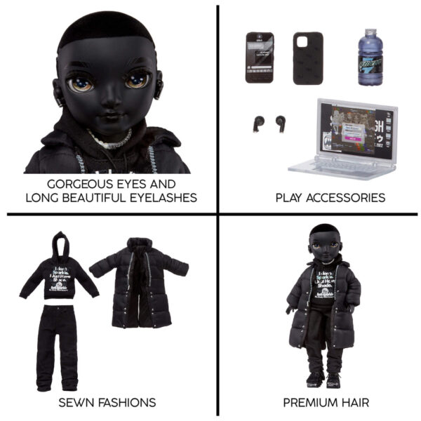 Rainbow High Shadow High Rexx McQueen - Black Color Fashion Doll