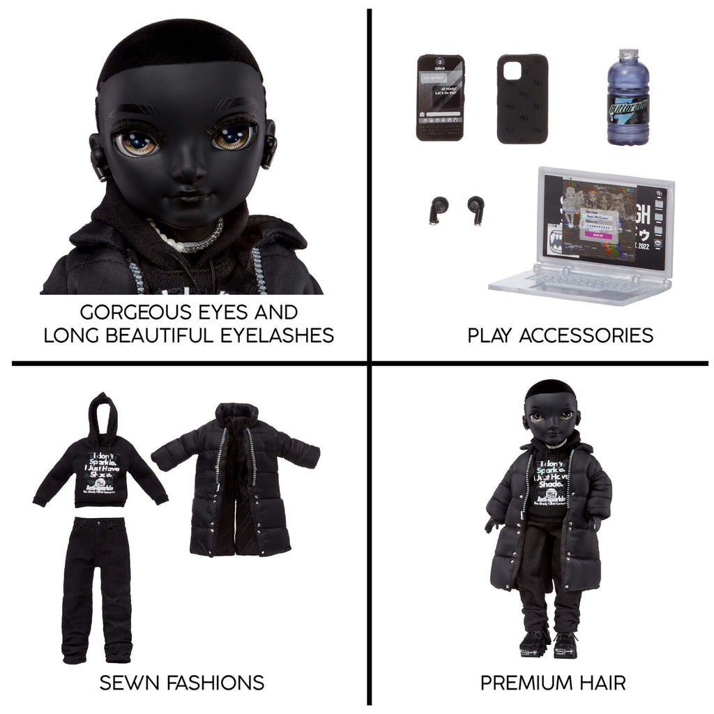 Rainbow High Shadow High Rexx McQueen - Black Color Fashion Doll Rainbow High Shadow High Rexx McQueen - Black Color Fashion Doll